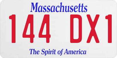MA license plate 144DX1