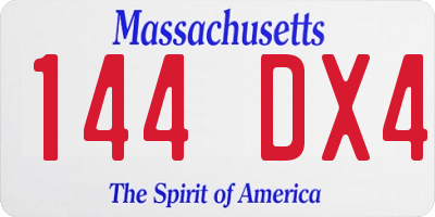 MA license plate 144DX4
