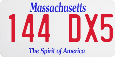 MA license plate 144DX5