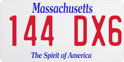 MA license plate 144DX6
