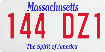 MA license plate 144DZ1
