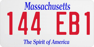 MA license plate 144EB1