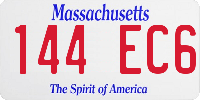 MA license plate 144EC6