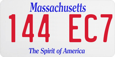 MA license plate 144EC7