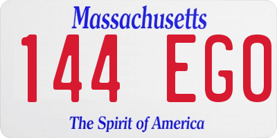MA license plate 144EG0