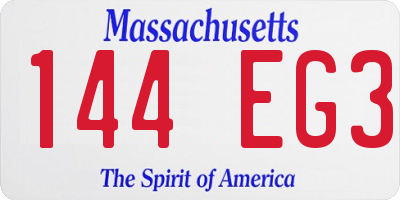 MA license plate 144EG3