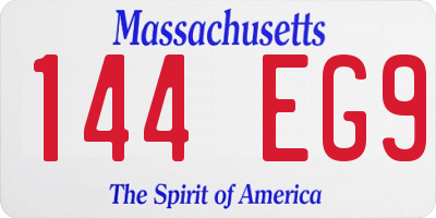 MA license plate 144EG9