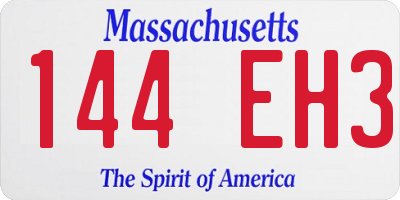 MA license plate 144EH3