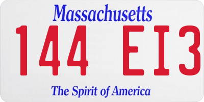 MA license plate 144EI3
