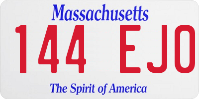 MA license plate 144EJ0