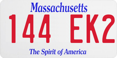 MA license plate 144EK2