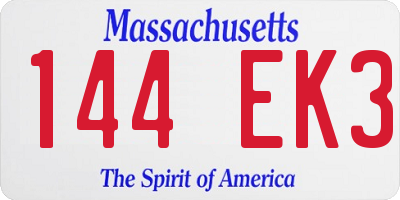 MA license plate 144EK3