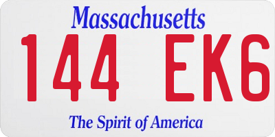 MA license plate 144EK6