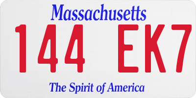 MA license plate 144EK7