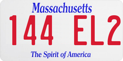 MA license plate 144EL2