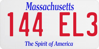 MA license plate 144EL3