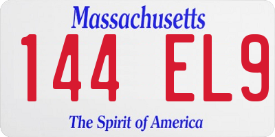 MA license plate 144EL9