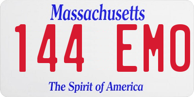 MA license plate 144EM0