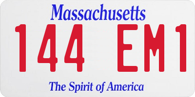 MA license plate 144EM1