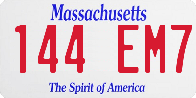 MA license plate 144EM7