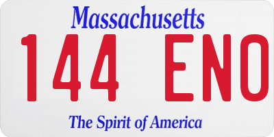 MA license plate 144EN0