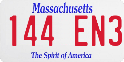 MA license plate 144EN3
