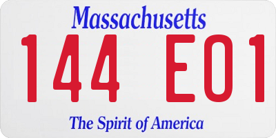 MA license plate 144EO1