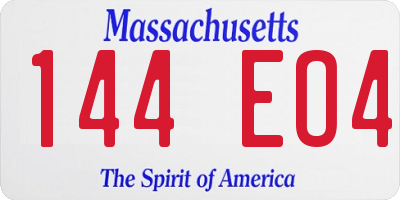 MA license plate 144EO4