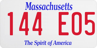 MA license plate 144EO5