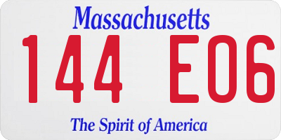 MA license plate 144EO6