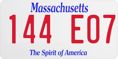 MA license plate 144EO7