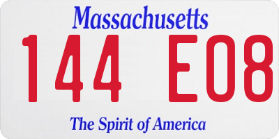 MA license plate 144EO8