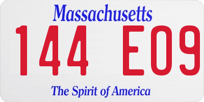 MA license plate 144EO9
