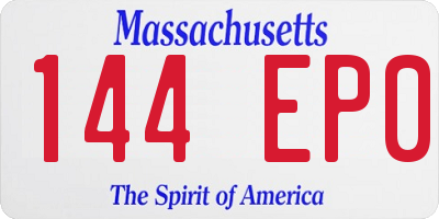 MA license plate 144EP0