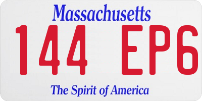 MA license plate 144EP6