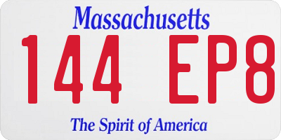 MA license plate 144EP8