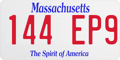 MA license plate 144EP9