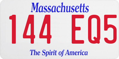 MA license plate 144EQ5