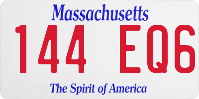 MA license plate 144EQ6