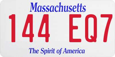 MA license plate 144EQ7