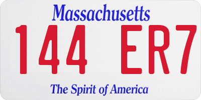 MA license plate 144ER7