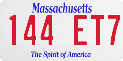 MA license plate 144ET7
