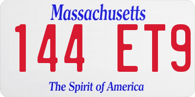 MA license plate 144ET9
