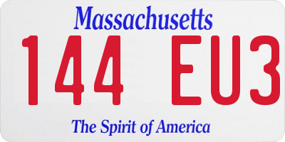 MA license plate 144EU3