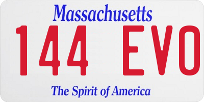 MA license plate 144EV0