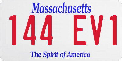 MA license plate 144EV1
