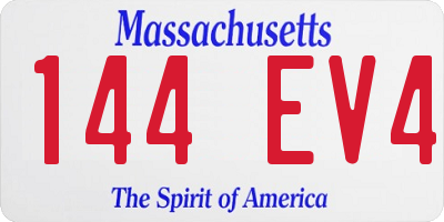 MA license plate 144EV4