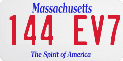 MA license plate 144EV7