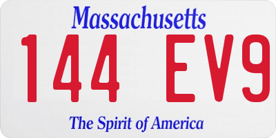 MA license plate 144EV9