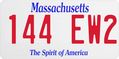 MA license plate 144EW2